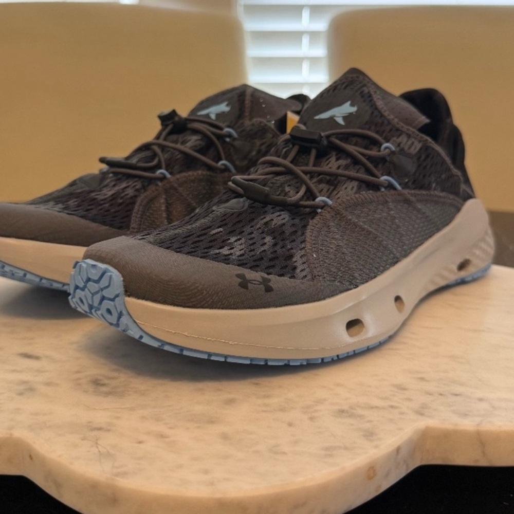 Under Armour Men's Gray and Light Blue Swim Shoes